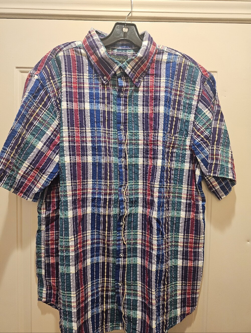 Scandia Woods Casual Purple Plaid Cotton Button-Down Shirt XLT